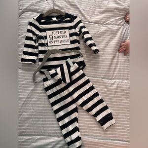 Striped Baby Outfit with Funny Print